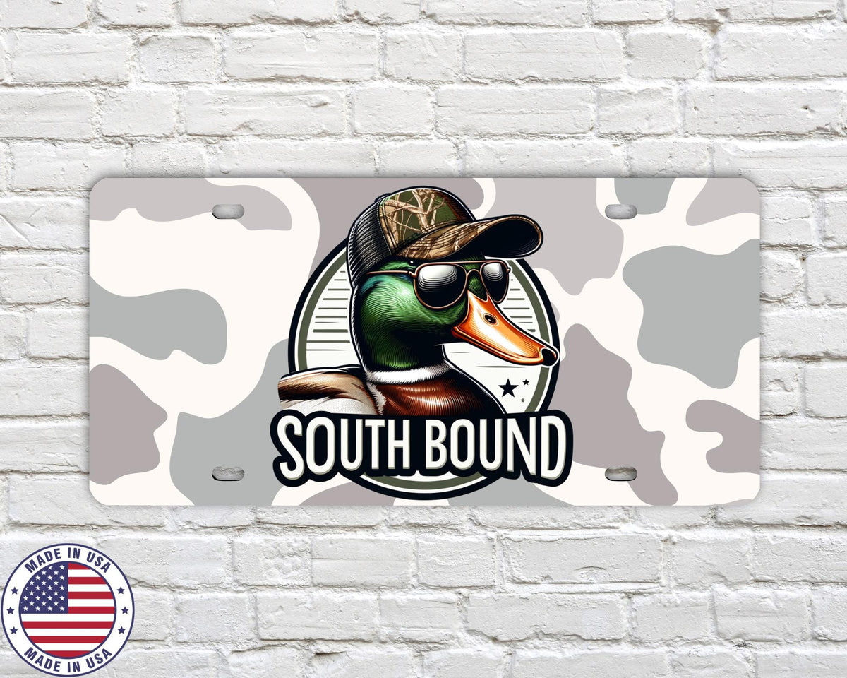 South Bound License Plate | Duck Hunting Vanity Tag | Mallard Camo Car Plate | Country Boy Truck Accessory | Made in USA Gift