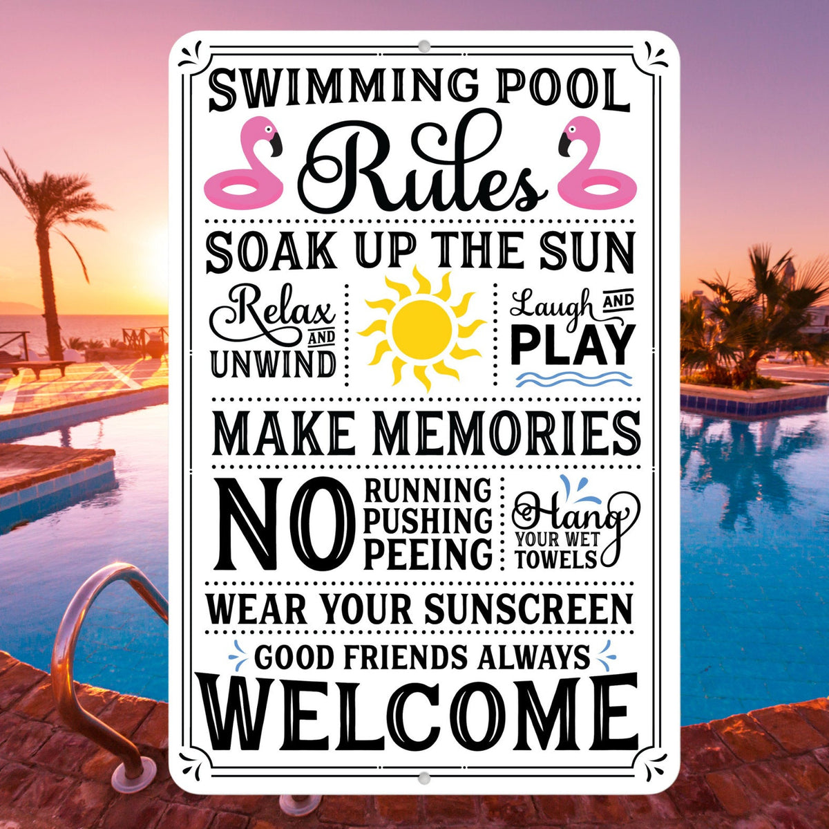 Airbnb Swimming Pool Rules Sign, Pool Rules Sign, Home Décor, Pool Sign, 8x12 Aluminum Sign, Pool Decor, AirBnb Sign, Tiny Home Decor