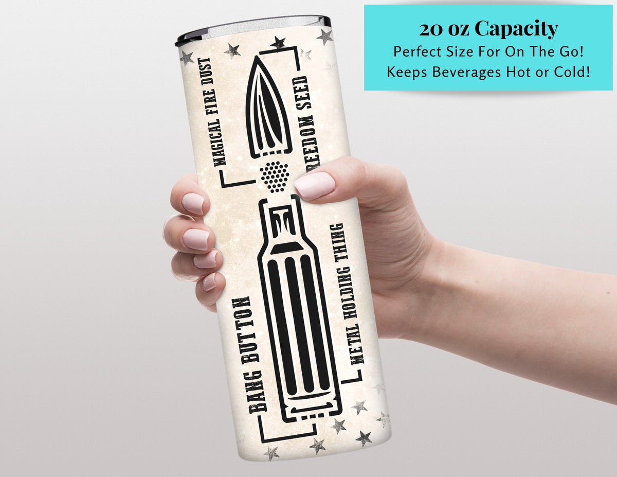 Anatomy Of A Pew 20oz Tumbler | Custom Gun Enthusiast Gift | Hunting Tumbler | Personalized Shooter Mug | Firearm Lover's Drinkware.
