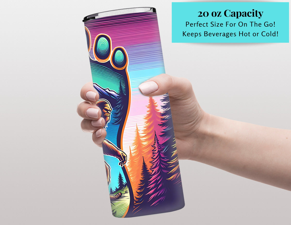 Sasquatch Bigfoot Footprint 20oz Tumbler, Sasquatch Tumbler, Bigfoot Tumbler, Camping Tumbler, Travel Tumbler