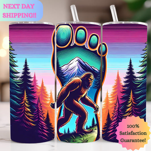 Sasquatch Bigfoot Footprint 20oz Tumbler, Sasquatch Tumbler, Bigfoot Tumbler, Camping Tumbler, Travel Tumbler
