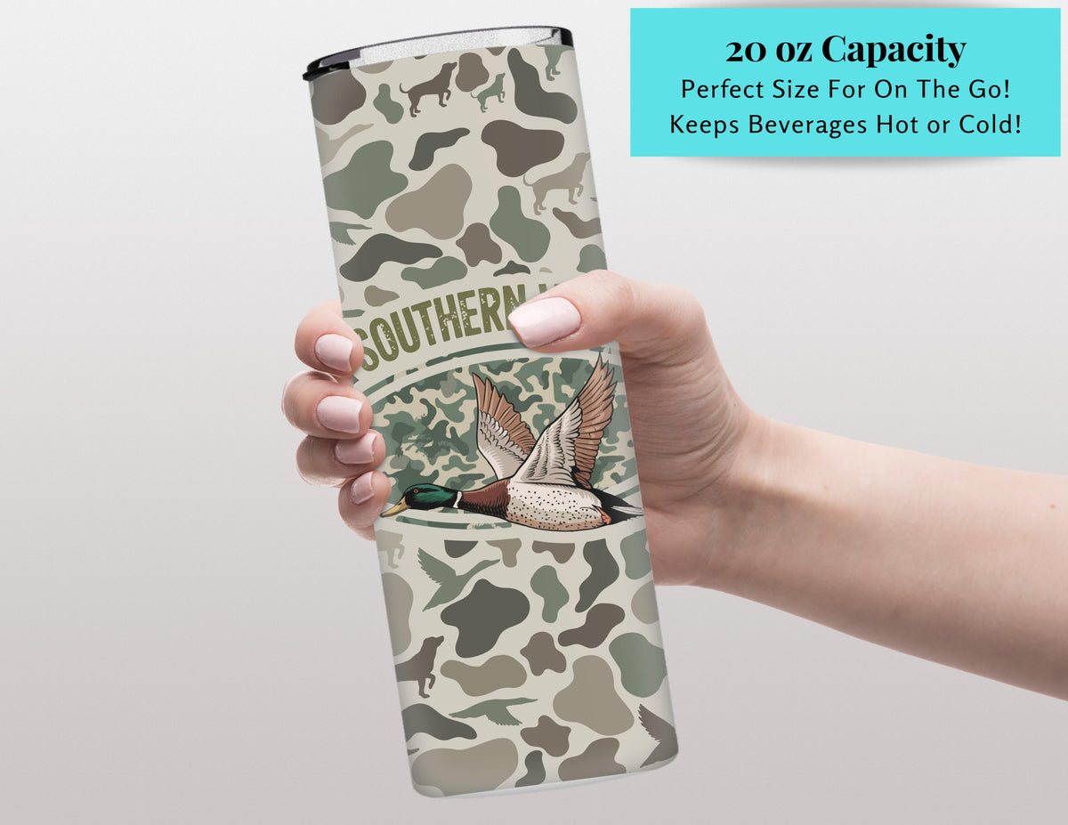 Camo Southern Vibes Tumbler Personalized, Duck Hunting Tumbling, Marsh Camo Tumbler, Duck Mug, 20oz Tumbler, Hunting Gift, Camo Gift, 20oz