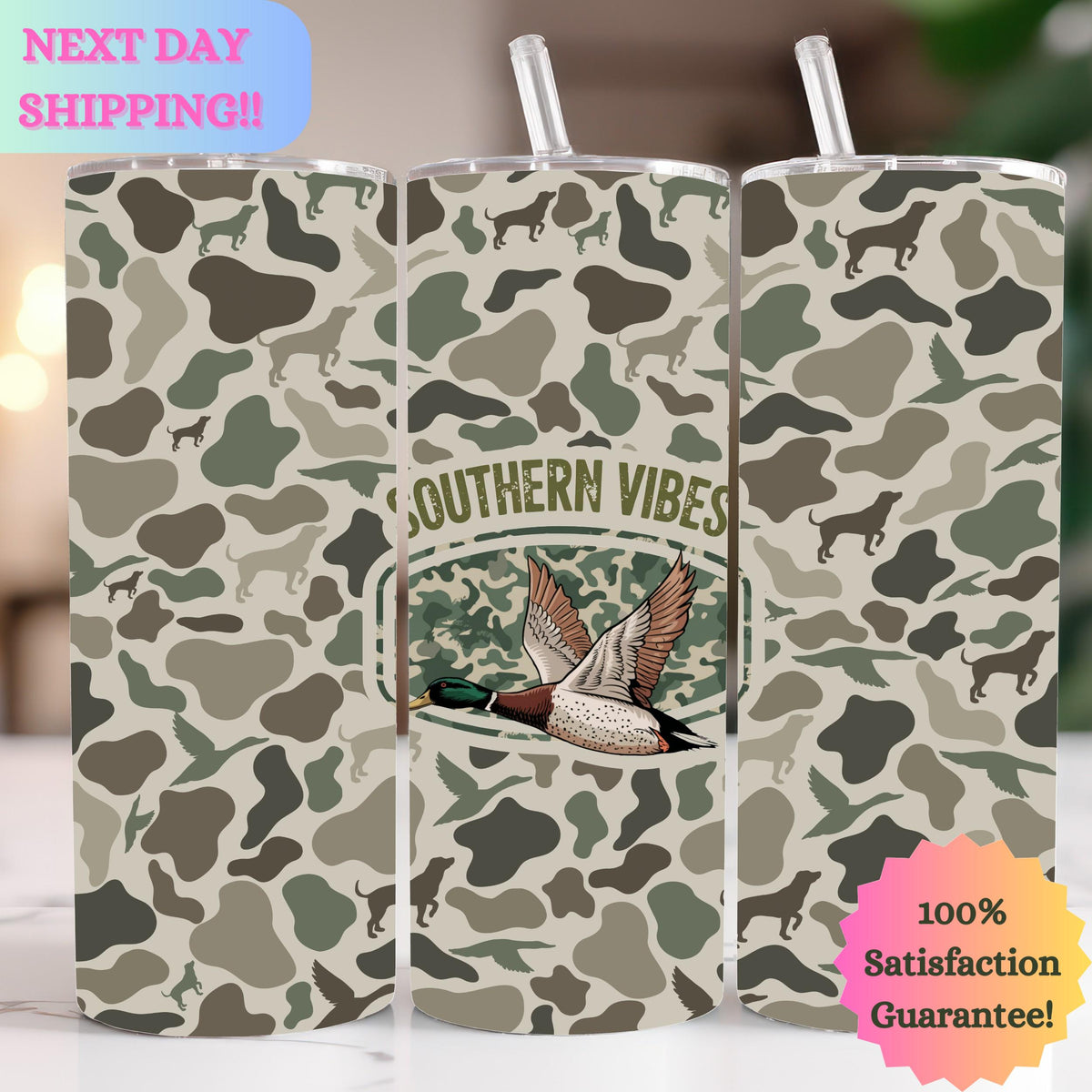 Camo Southern Vibes Tumbler Personalized, Duck Hunting Tumbling, Marsh Camo Tumbler, Duck Mug, 20oz Tumbler, Hunting Gift, Camo Gift, 20oz