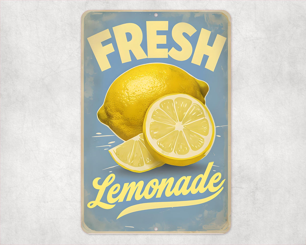 Fresh Lemonade Sign 8x12 Sublimation Aluminum UV Resistant Vintage, Porch Sign, Patio Sign, Home Decor, Wall Art, Decorative Sign