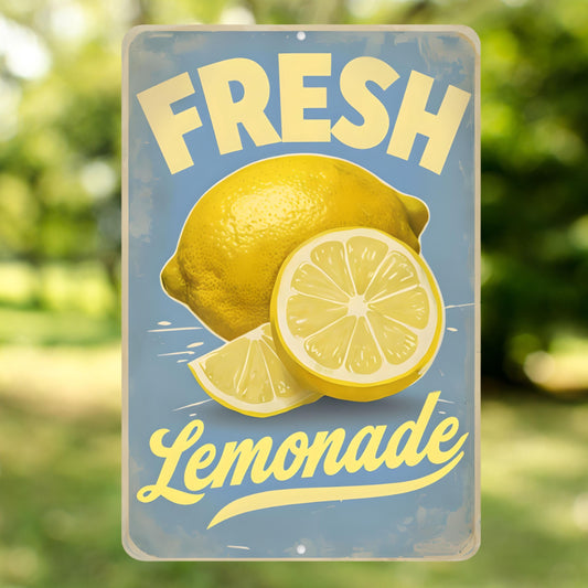 Fresh Lemonade Sign 8x12 Sublimation Aluminum UV Resistant Vintage, Porch Sign, Patio Sign, Home Decor, Wall Art, Decorative Sign