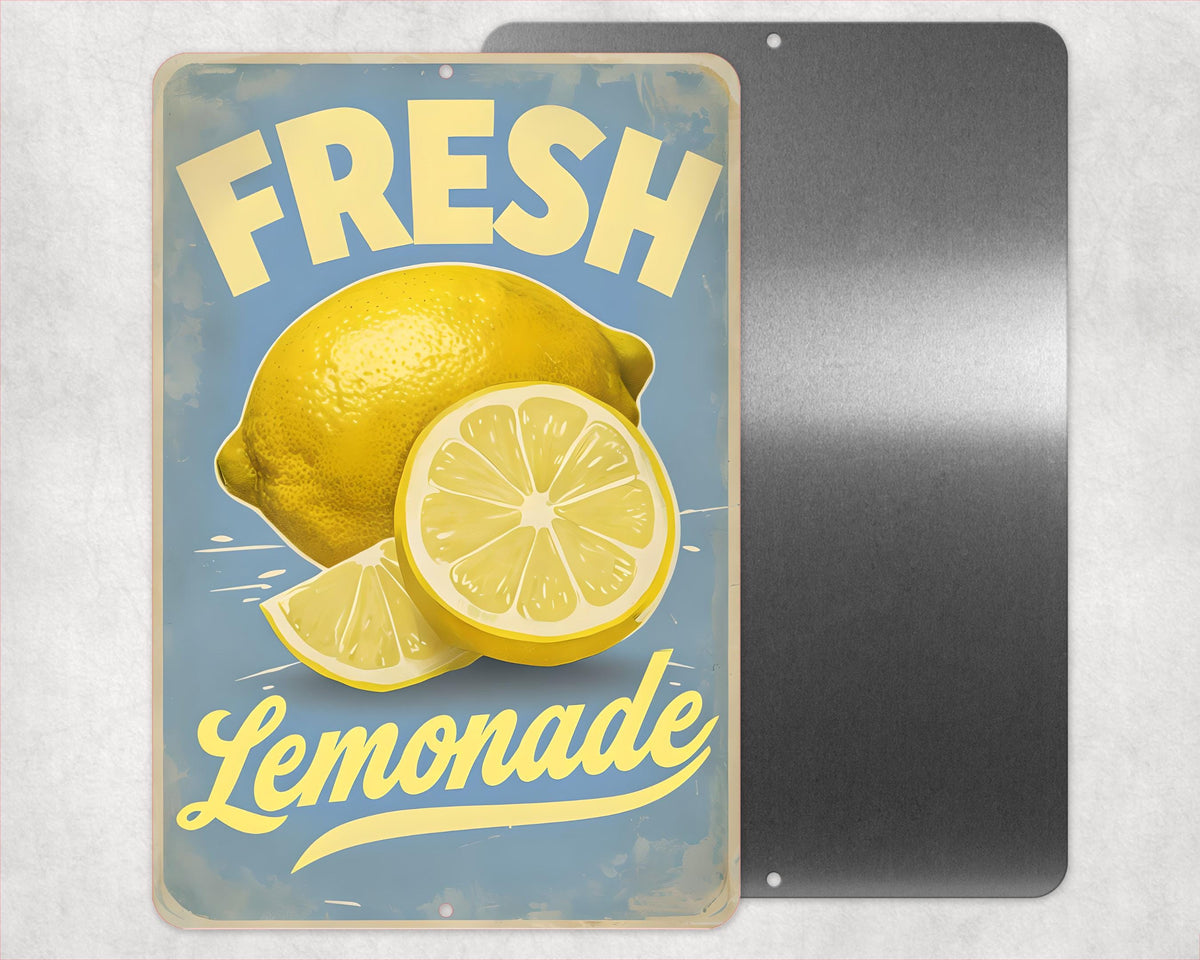 Fresh Lemonade Sign 8x12 Sublimation Aluminum UV Resistant Vintage, Porch Sign, Patio Sign, Home Decor, Wall Art, Decorative Sign
