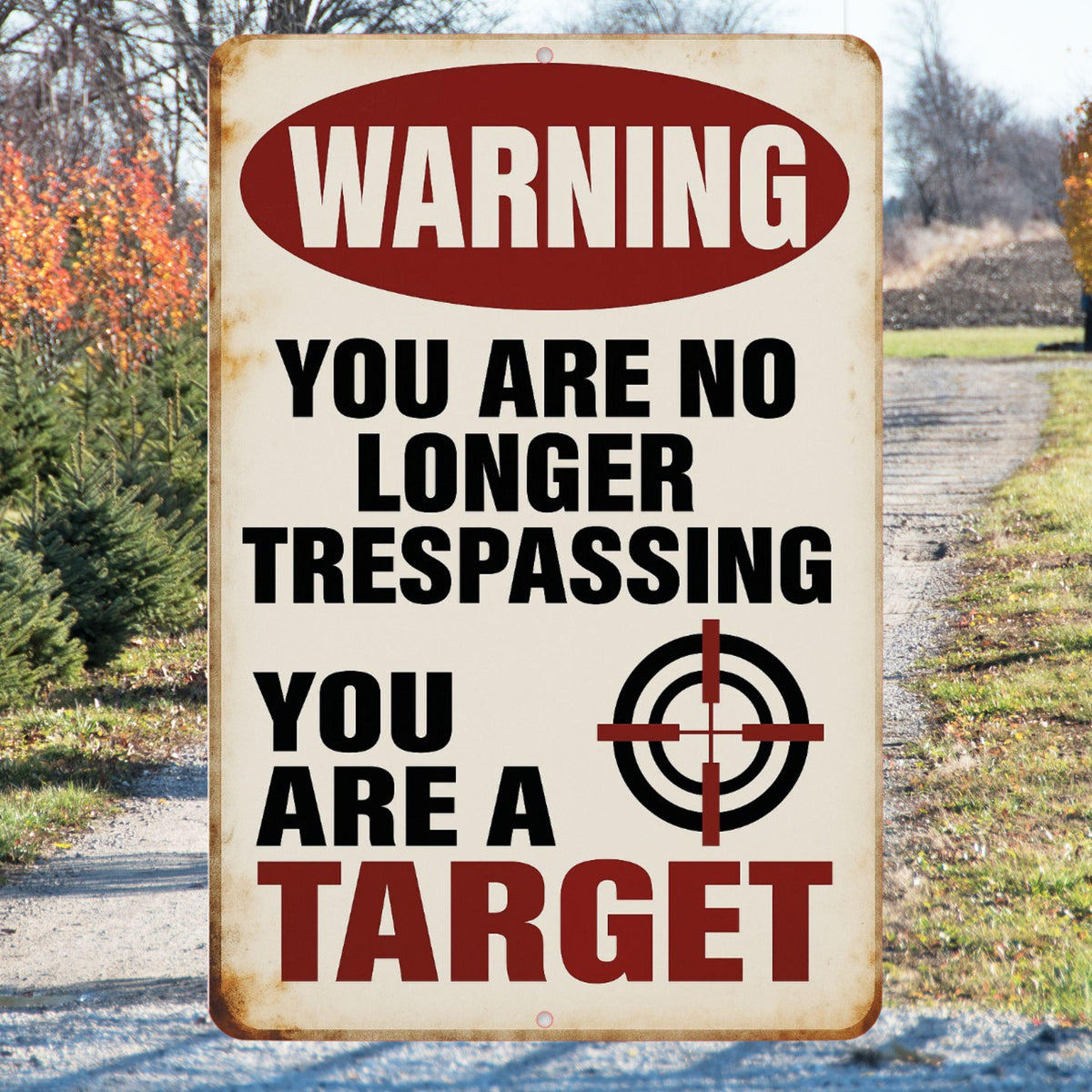 Funny Trespassing Sign, Funny Driveway Sign, Distressed Style Sign, 8x12 Aluminum Sign, UV Resistant Outdoor Sign, Yard Sign, Porch Sign