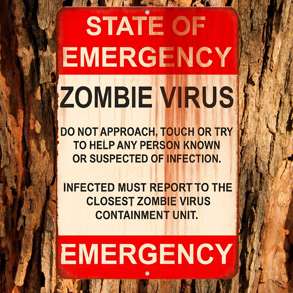 Zombie Virus Warning Sign – 8x12 Metal Emergency Sign for Horror Fans, Halloween Decor, and Zombie Lovers, Outdoor Sign
