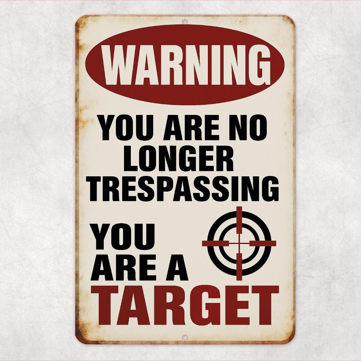 Funny Trespassing Sign, Funny Driveway Sign, Distressed Style Sign, 8x12 Aluminum Sign, UV Resistant Outdoor Sign, Yard Sign, Porch Sign