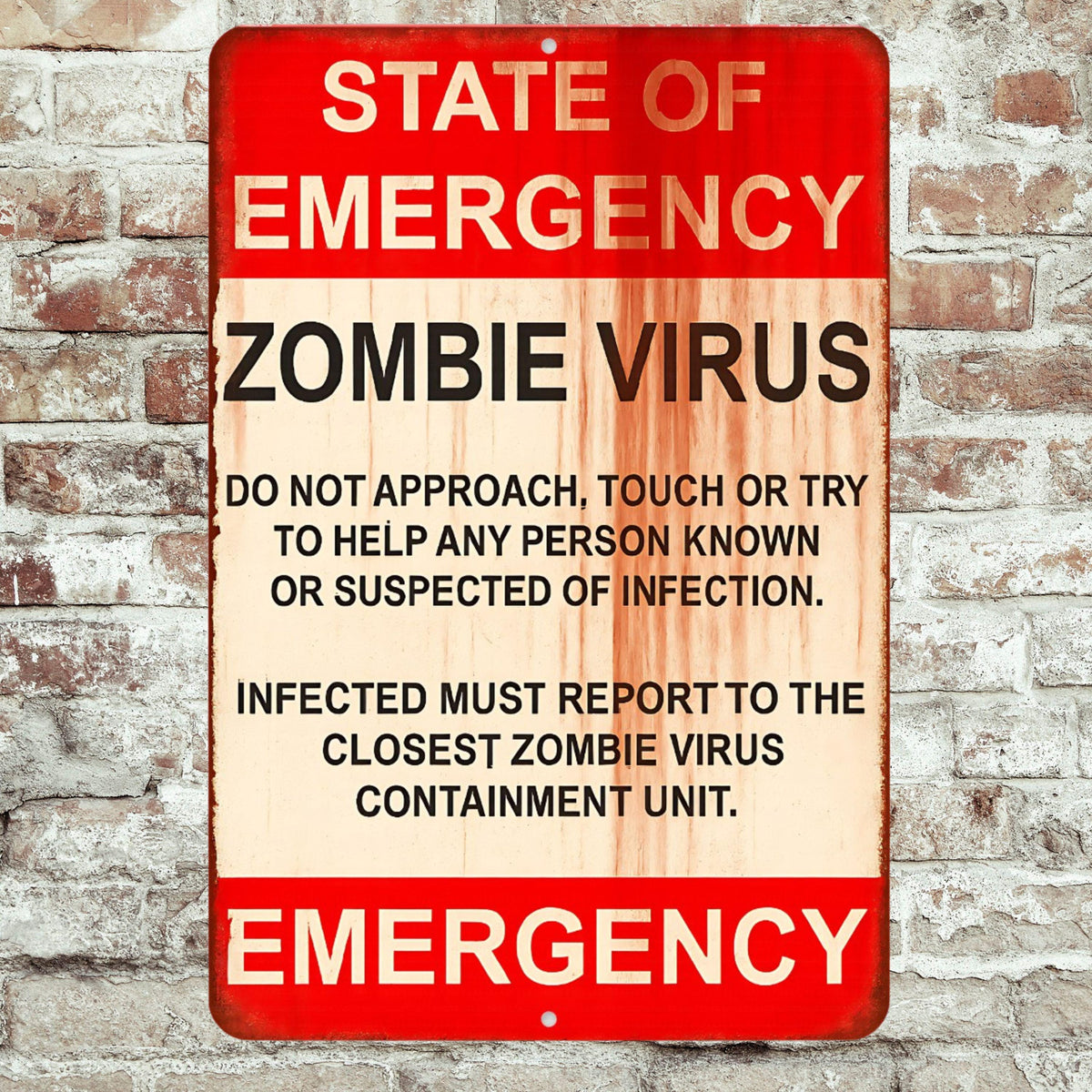 Zombie Virus Warning Sign – 8x12 Metal Emergency Sign for Horror Fans, Halloween Decor, and Zombie Lovers, Outdoor Sign