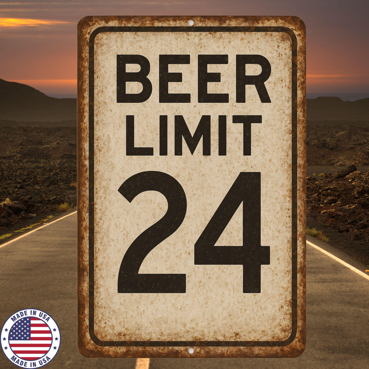 Rustic Beer Limit Metal Sign, Funny Beer Sign, Vintage Drinking Sign, Rustic Font 8x12 Aluminum Road Sign, UV Resistant Outdoor Sign 12x18