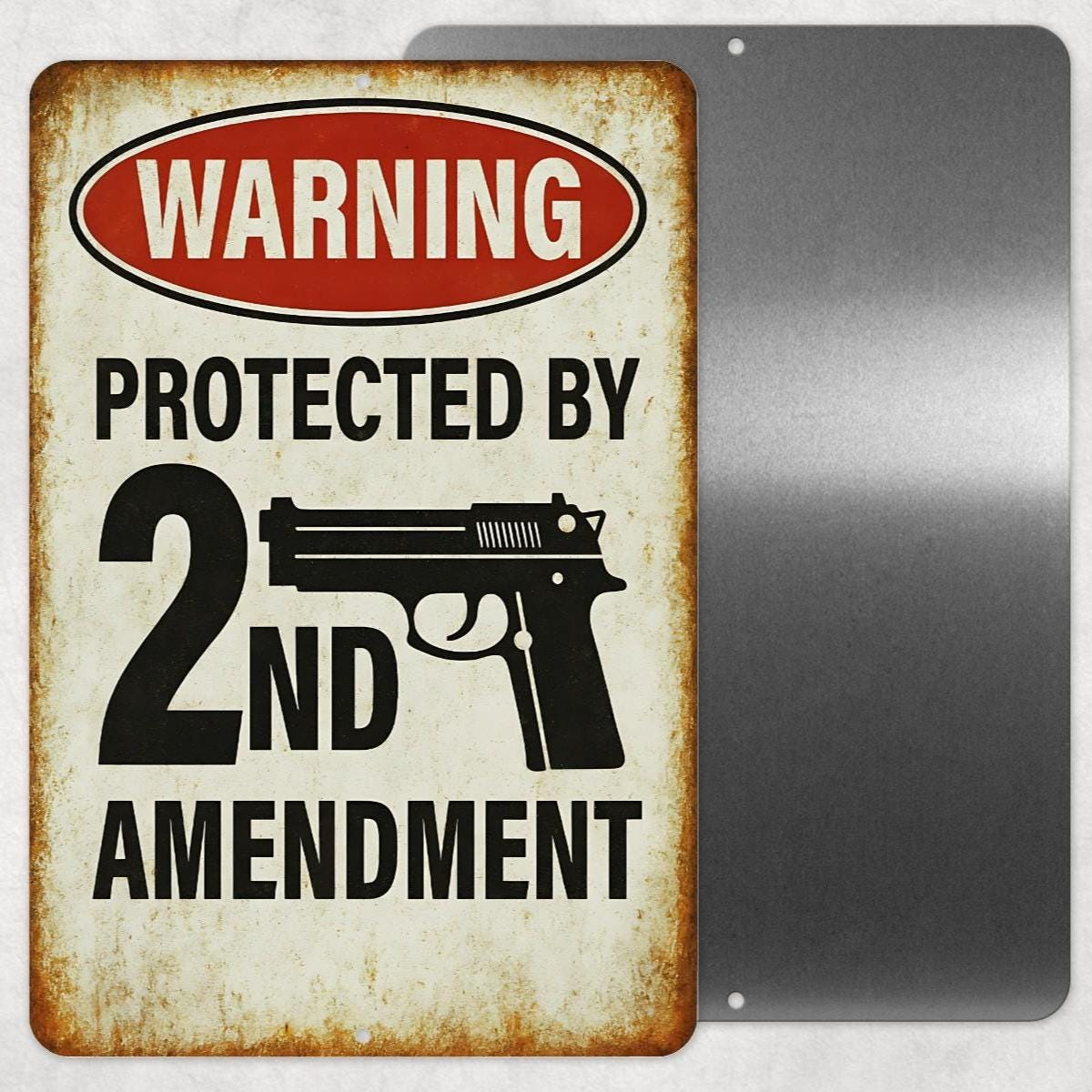 2nd Amendment Warning Sign - 8x12 Rustic Metal Gun Rights Sign, UV Resistant Sublimated Home Defense Wall Decor, Made in USA
