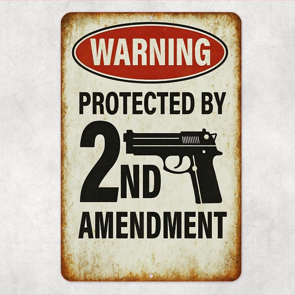 2nd Amendment Warning Sign - 8x12 Rustic Metal Gun Rights Sign, UV Resistant Sublimated Home Defense Wall Decor, Made in USA