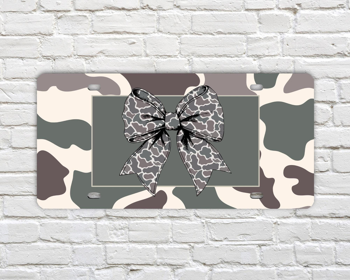 Camo Coquette Bow Vanity Front License Plate For Her