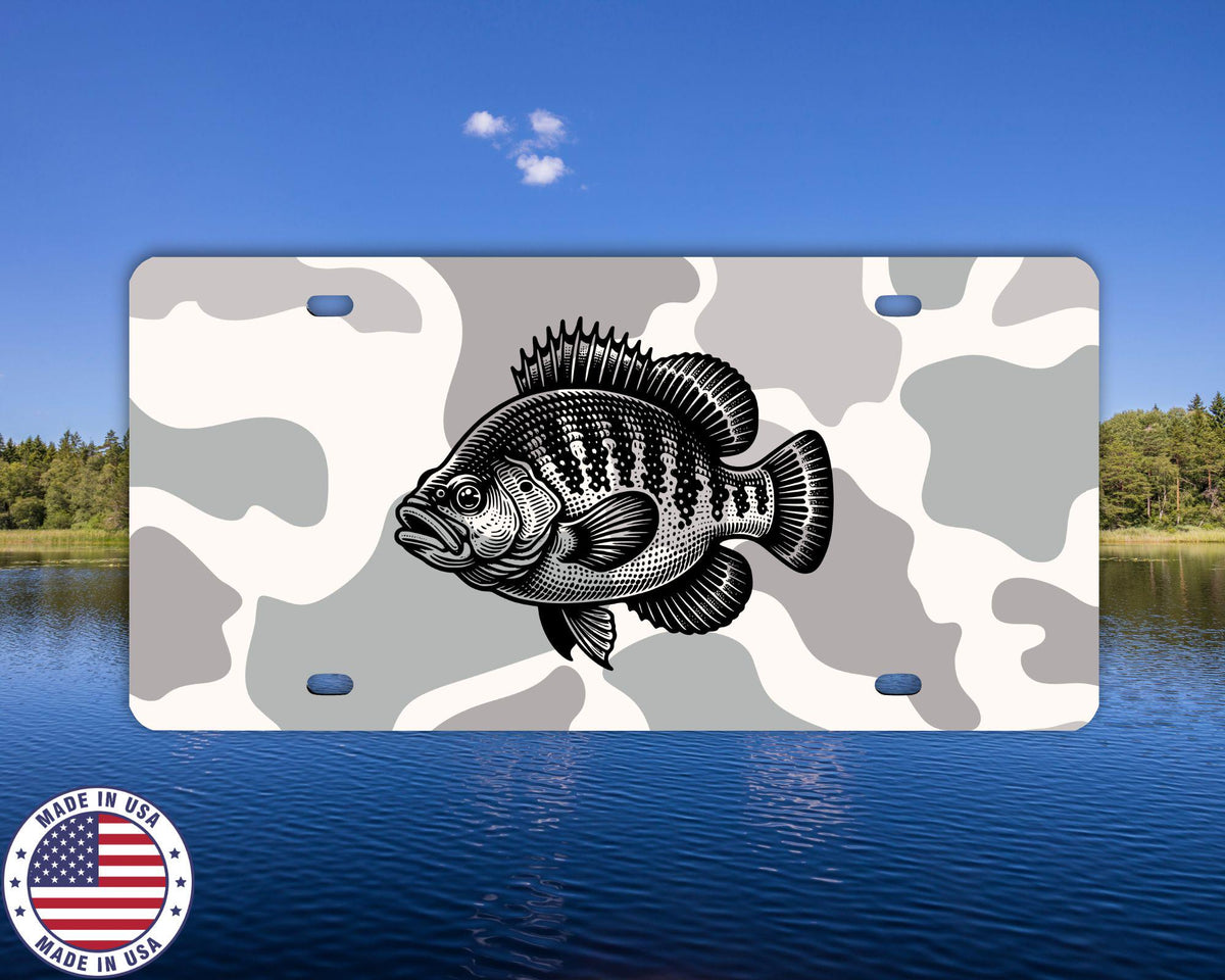 Camo Crappie License Plate | Fishing Vanity Tag | Country Truck Accessory | Crappie Fisherman Gift | Made in USA