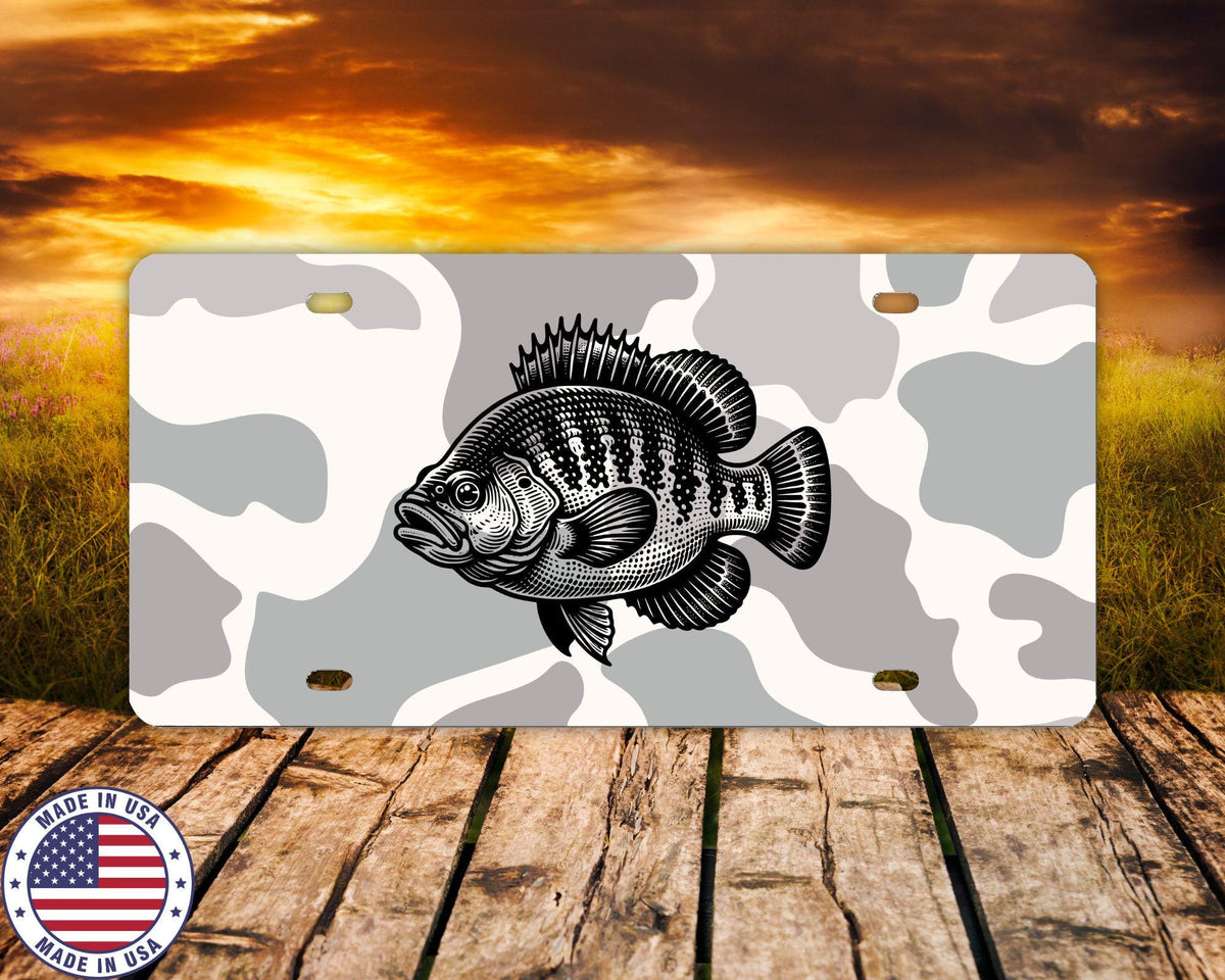 Camo Crappie License Plate | Fishing Vanity Tag | Country Truck Accessory | Crappie Fisherman Gift | Made in USA