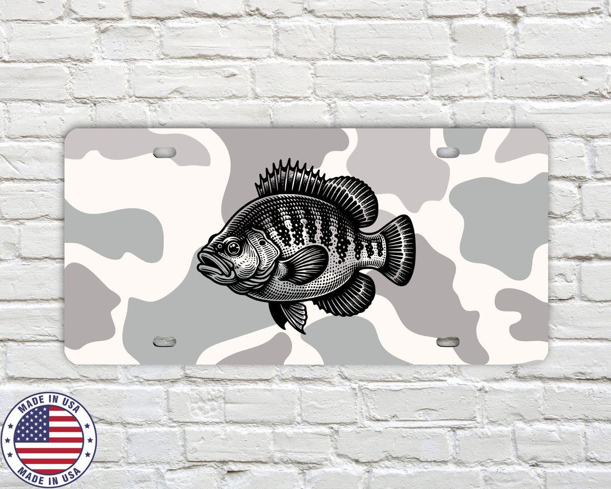 Camo Crappie License Plate | Fishing Vanity Tag | Country Truck Accessory | Crappie Fisherman Gift | Made in USA