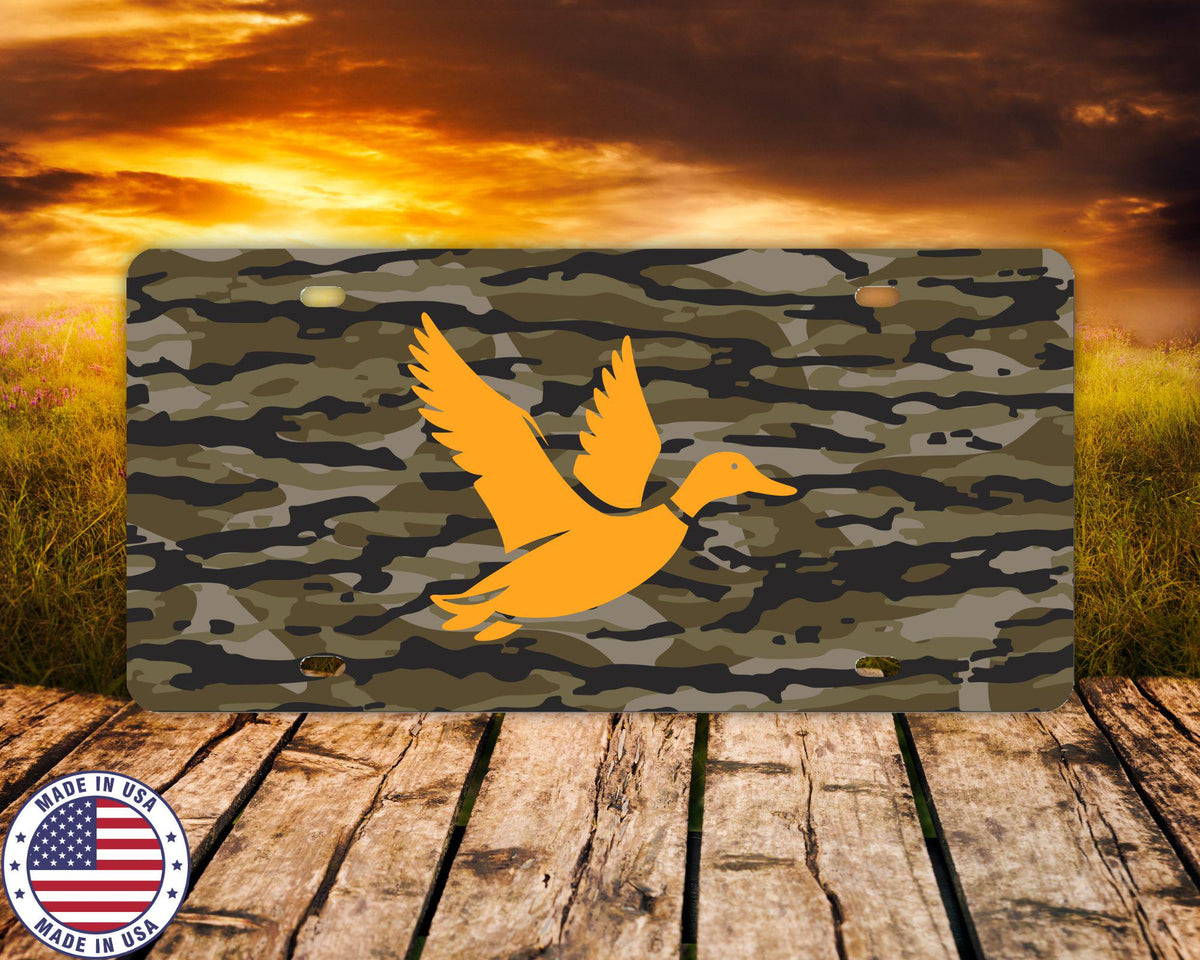 Camo Duck License Plate | 12x6 Aluminum Vanity Tag | Waterfowl Hunting Truck Plate | Duck Hunter Gift | UV Sublimated Outdoor Plate