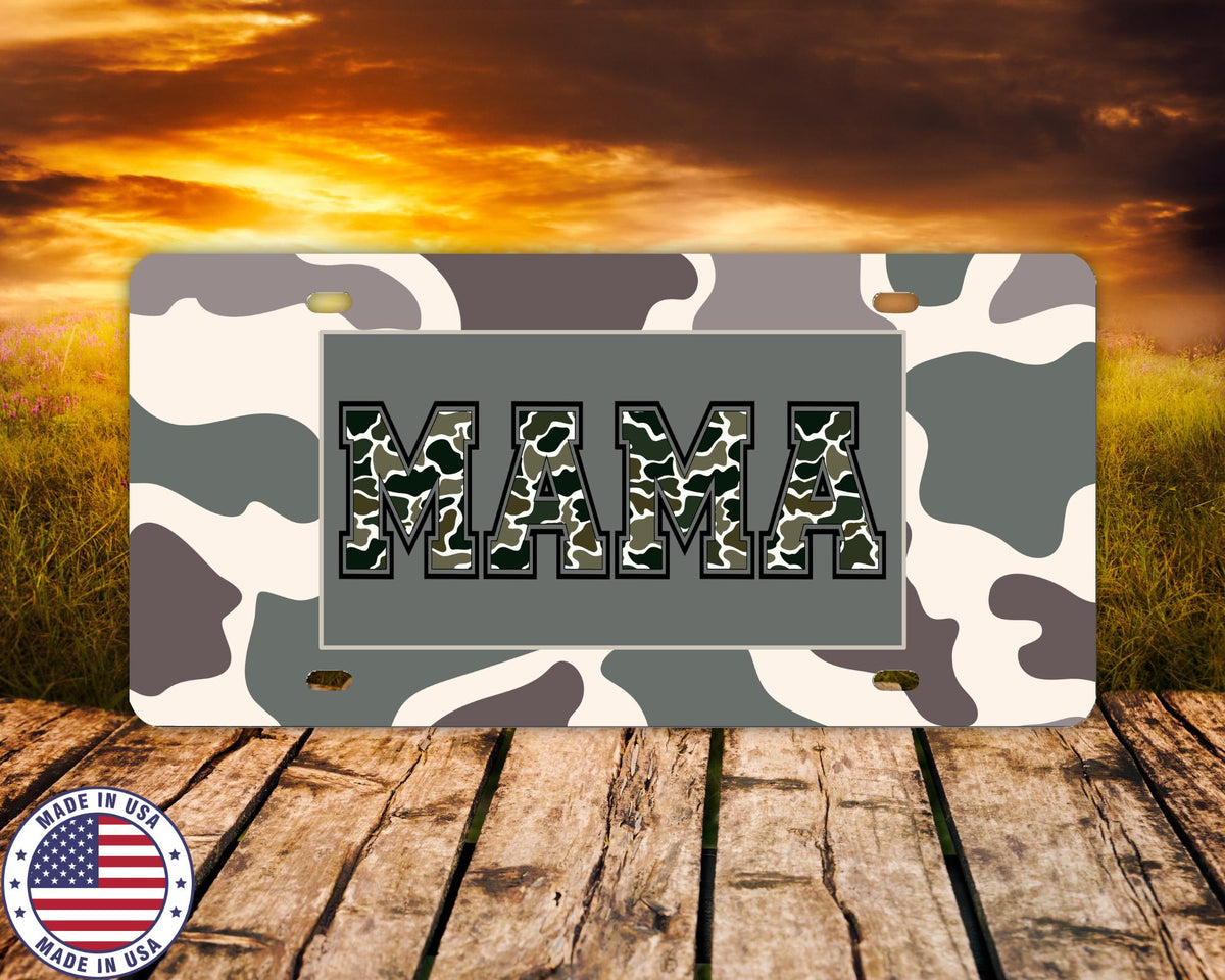 Camo MAMA License Plate | Country Girl Vanity Car Tag | Hunting Mom Camouflage Aluminum Plate | Southern Truck Accessory Gift