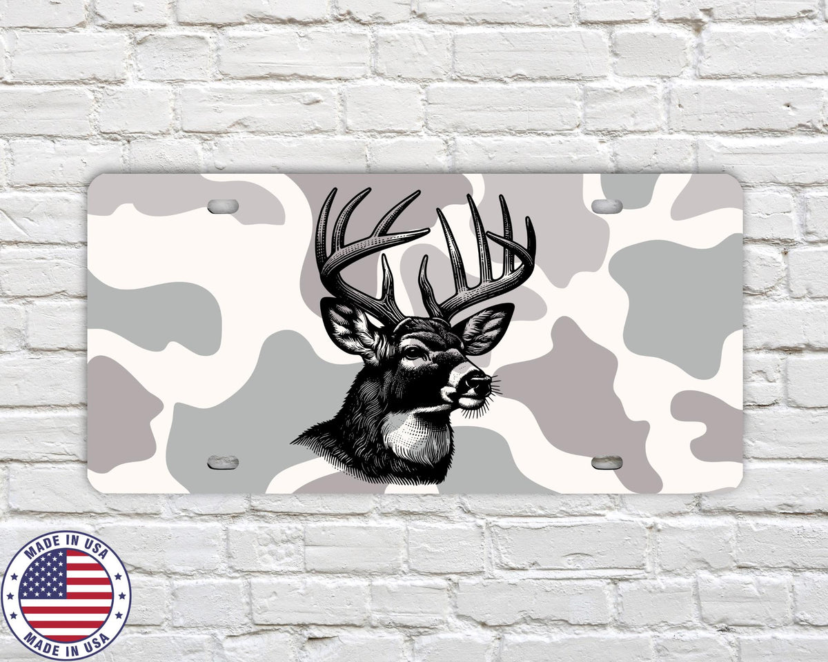 Buck Deer License Plate | Hunting Vanity Tag for Truck | Camo Antler Design | Outdoorsman Car Plate | Rustic Hunter Gift | Made in USA