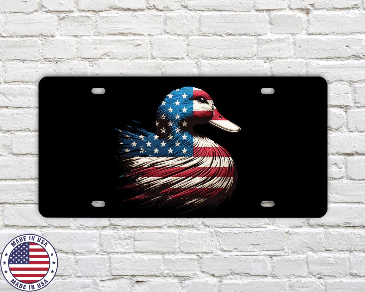 Patriotic Duck License Plate | American Flag Mallard Vanity Tag