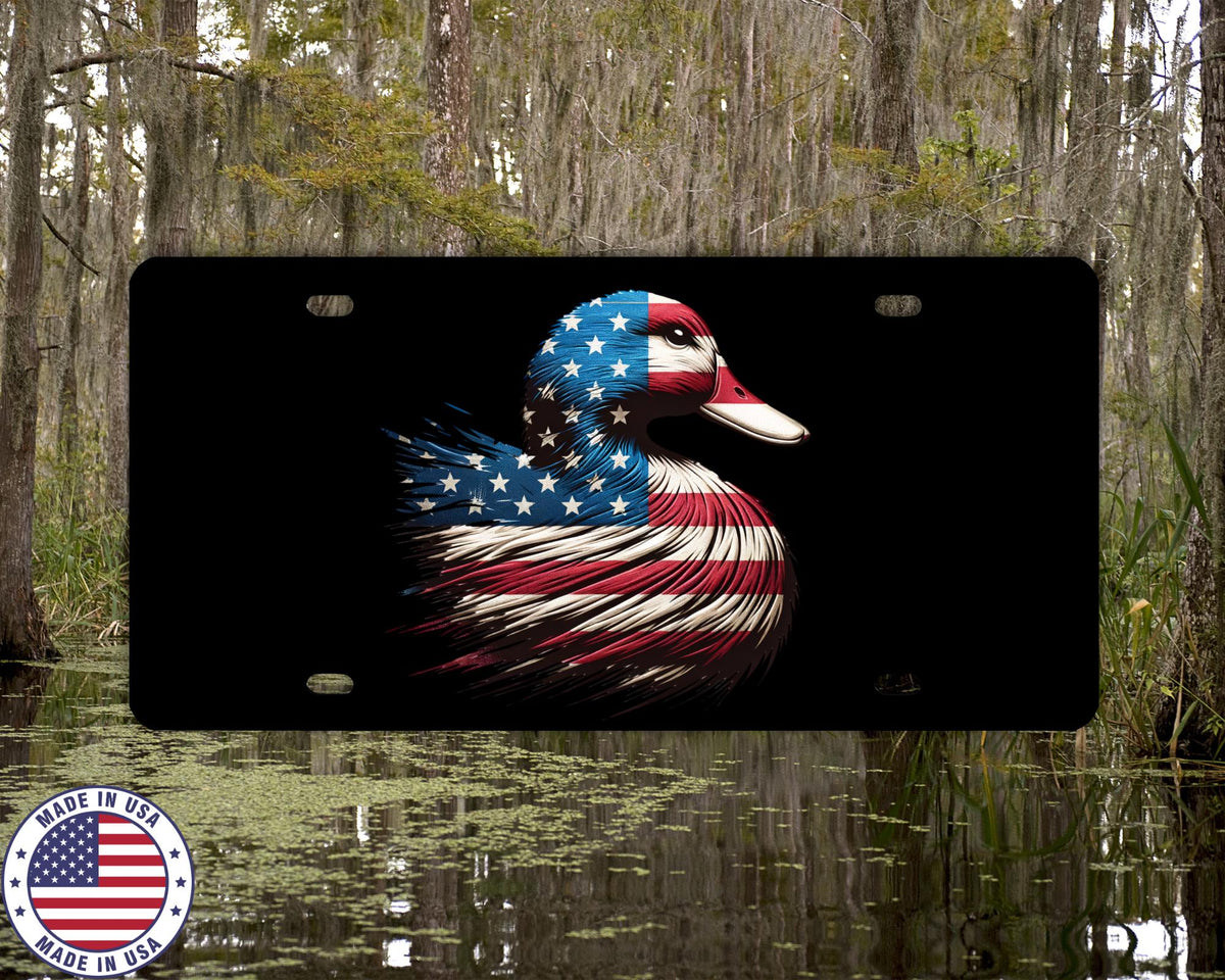 Patriotic Duck License Plate | American Flag Mallard Vanity Tag