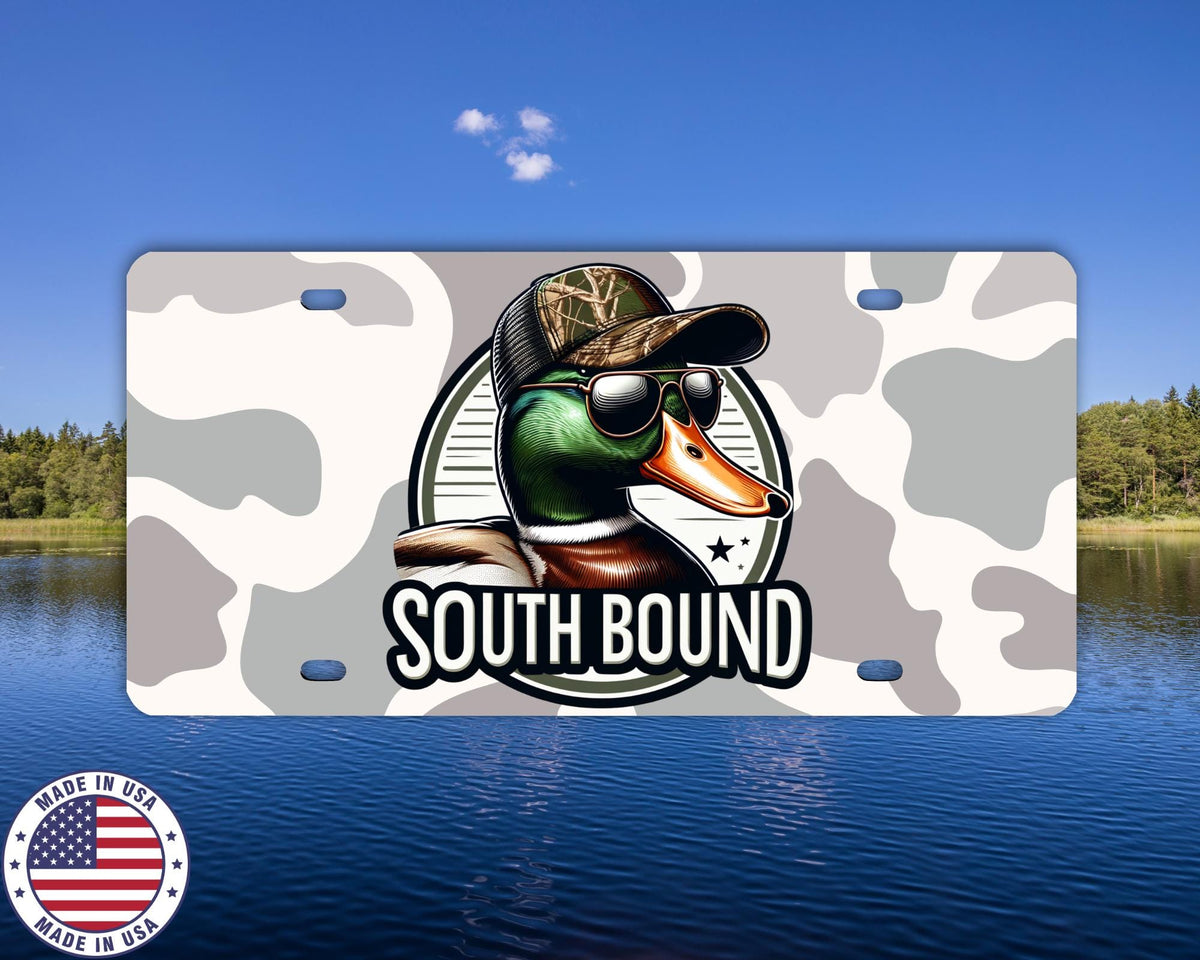 South Bound License Plate | Duck Hunting Vanity Tag | Mallard Camo Car Plate | Country Boy Truck Accessory | Made in USA Gift