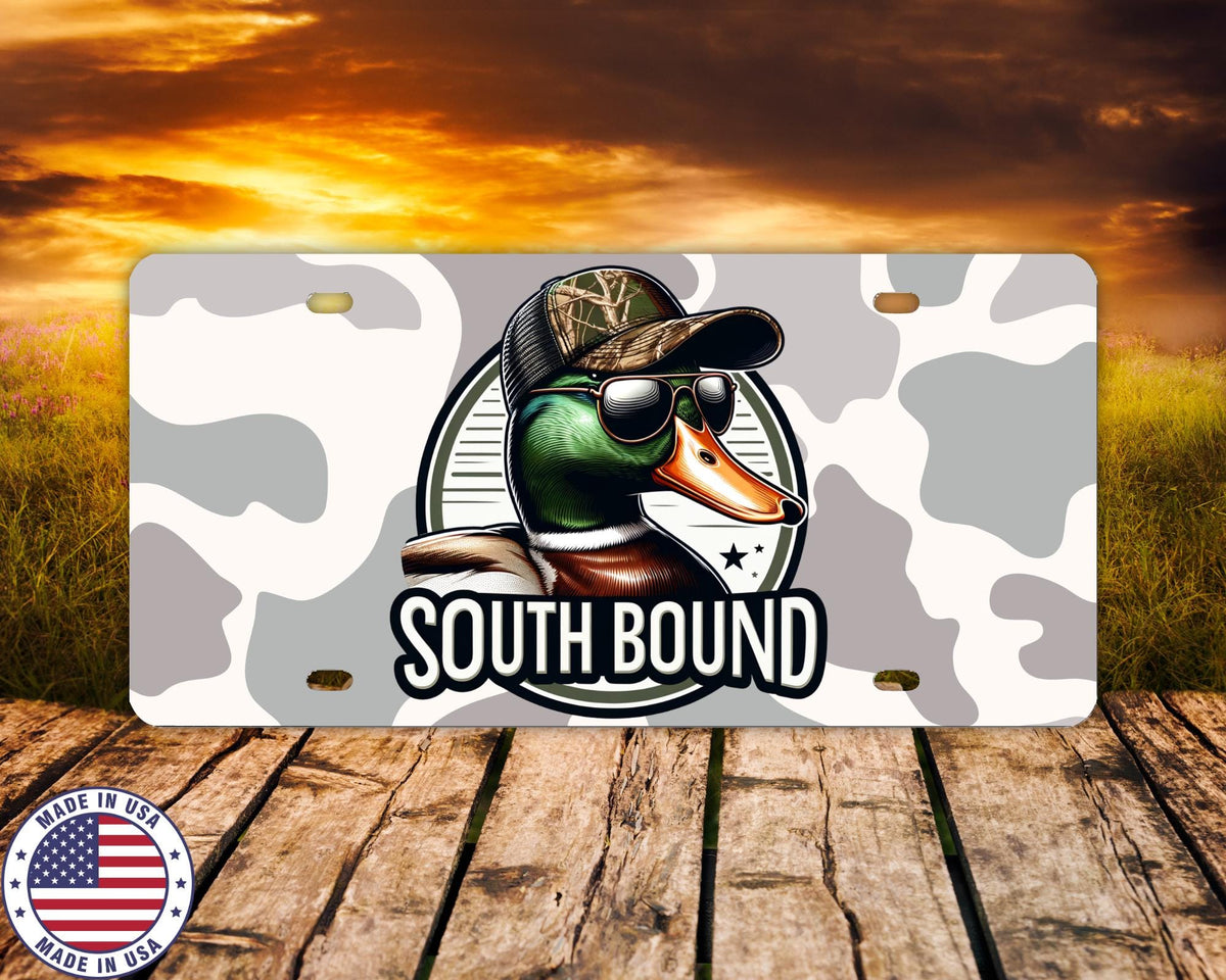 South Bound License Plate | Duck Hunting Vanity Tag | Mallard Camo Car Plate | Country Boy Truck Accessory | Made in USA Gift