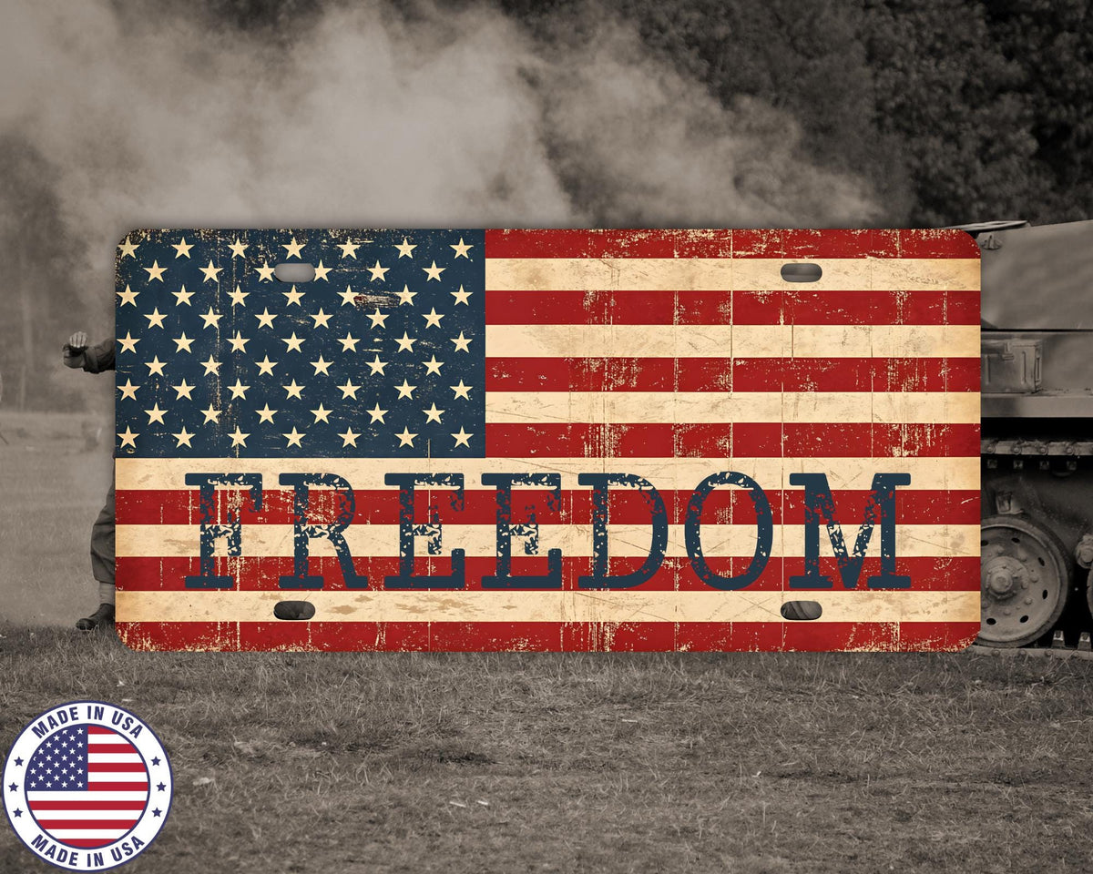 Freedom License Plate | American Flag Vanity Tag | Rustic Patriotic Car Plate | USA Truck Accessory | Made in USA | Charlie Kirk