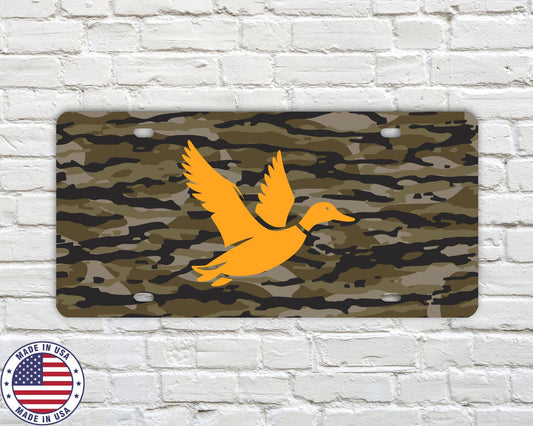 Camo Duck License Plate | 12x6 Aluminum Vanity Tag | Waterfowl Hunting Truck Plate | Duck Hunter Gift | UV Sublimated Outdoor Plate