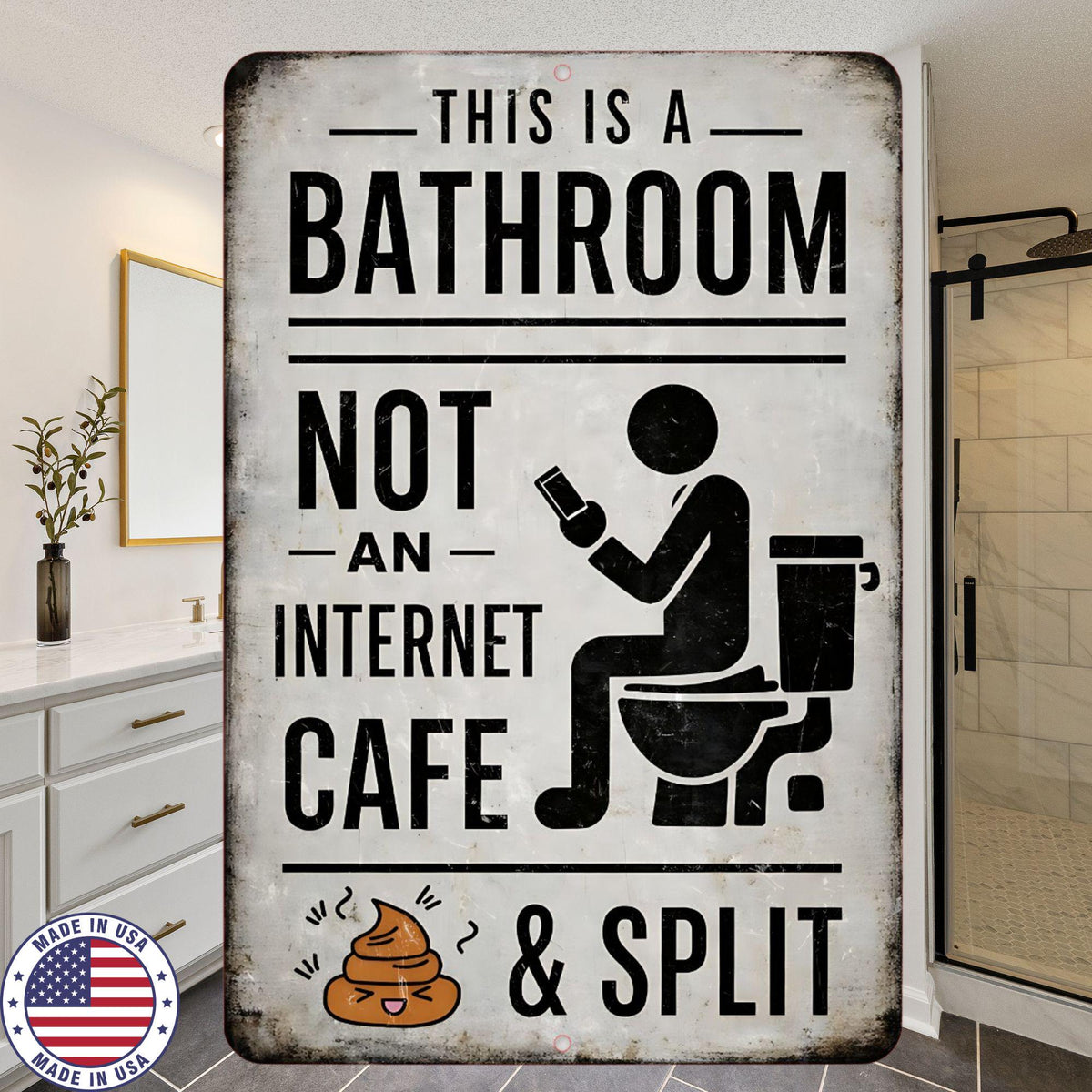 Funny Bathroom Metal Sign | This Is a Bathroom Not an Internet Cafe Sign | 8x12 Aluminum Restroom Humor Wall Decor