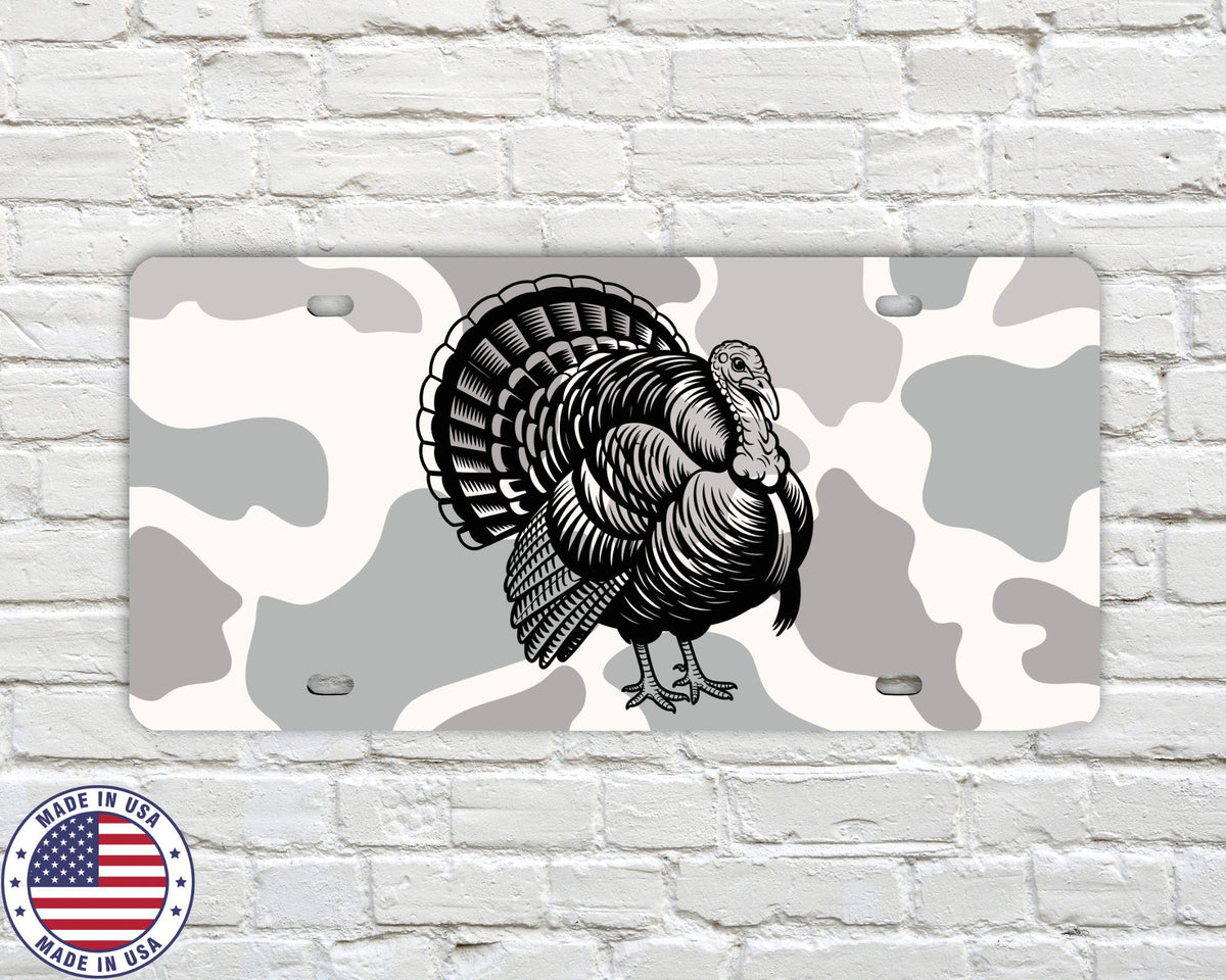 Turkey Hunting Vanity License Plate 6x13 | Camo Turkey Plate | Hunter Gift | Wild Turkey Car Tag | Hunting Decor Aluminum
