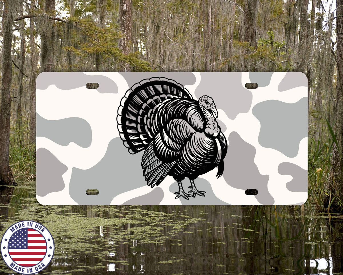 Turkey Hunting Vanity License Plate 6x13 | Camo Turkey Plate | Hunter Gift | Wild Turkey Car Tag | Hunting Decor Aluminum