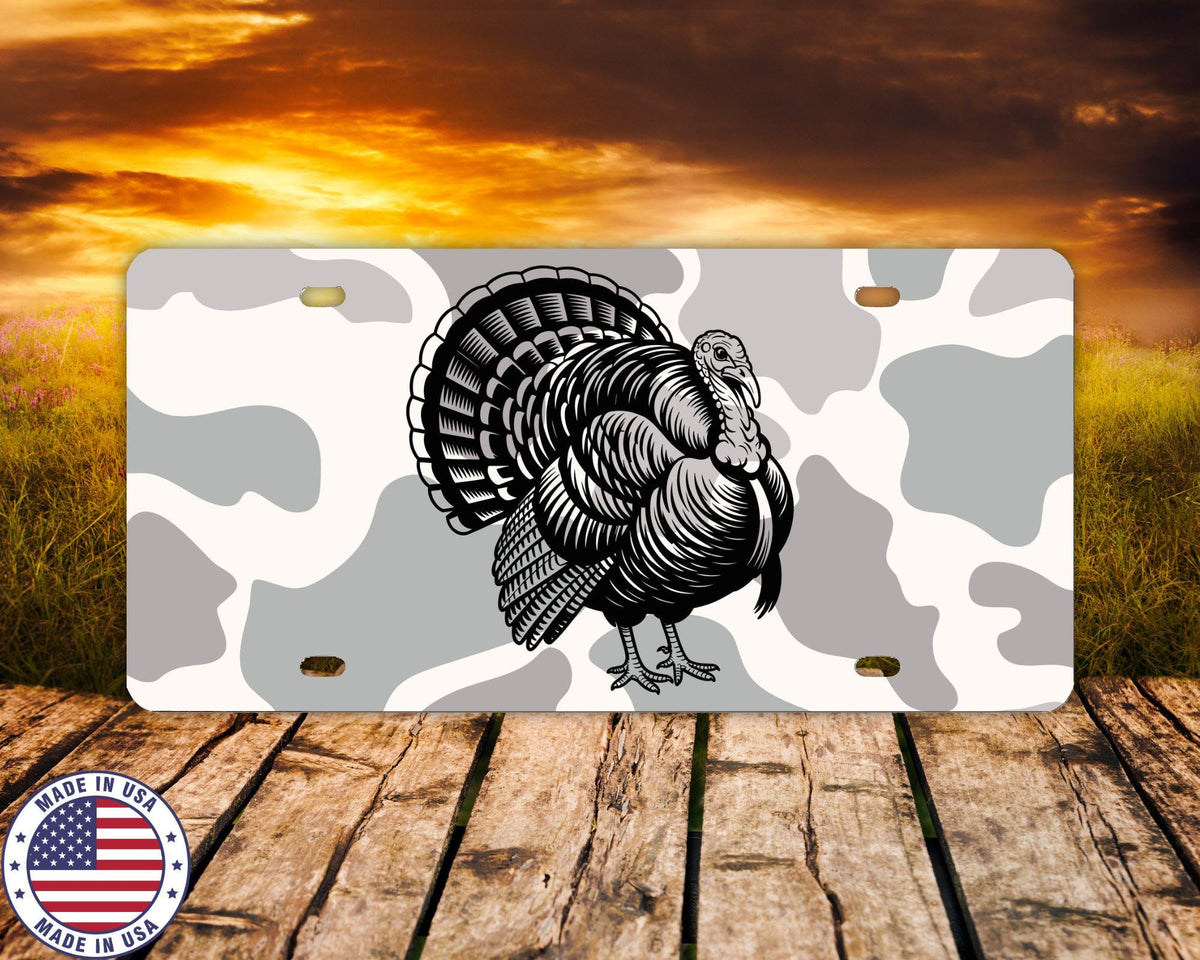 Turkey Hunting Vanity License Plate 6x13 | Camo Turkey Plate | Hunter Gift | Wild Turkey Car Tag | Hunting Decor Aluminum