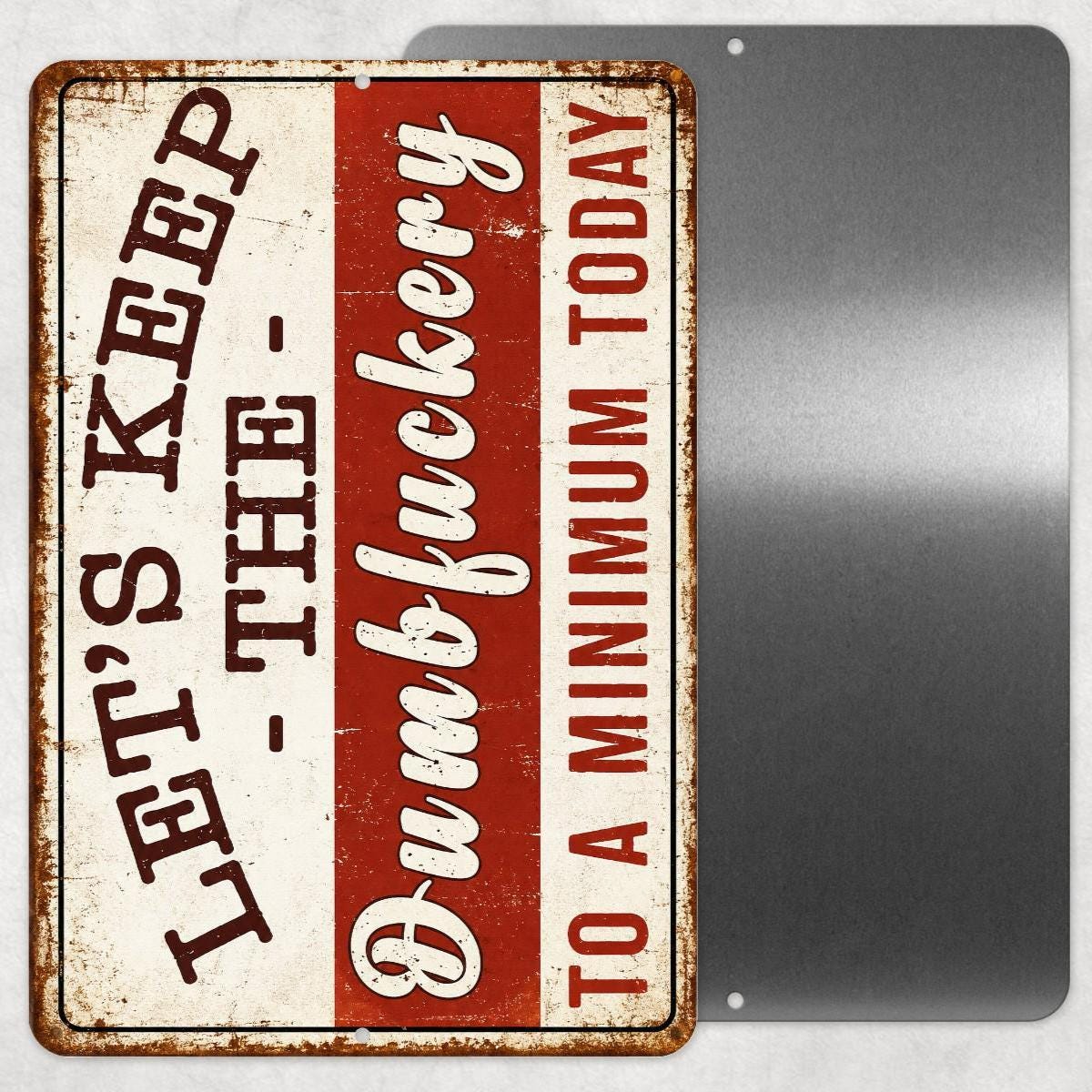Funny Sarcastic Sign Adult Humor Decor, Offensive Quote Sign, Man Cave Bar Sign, Rustic Metal Wall Art, Gag Gift, 8x12 12x18 Dumbfuckery