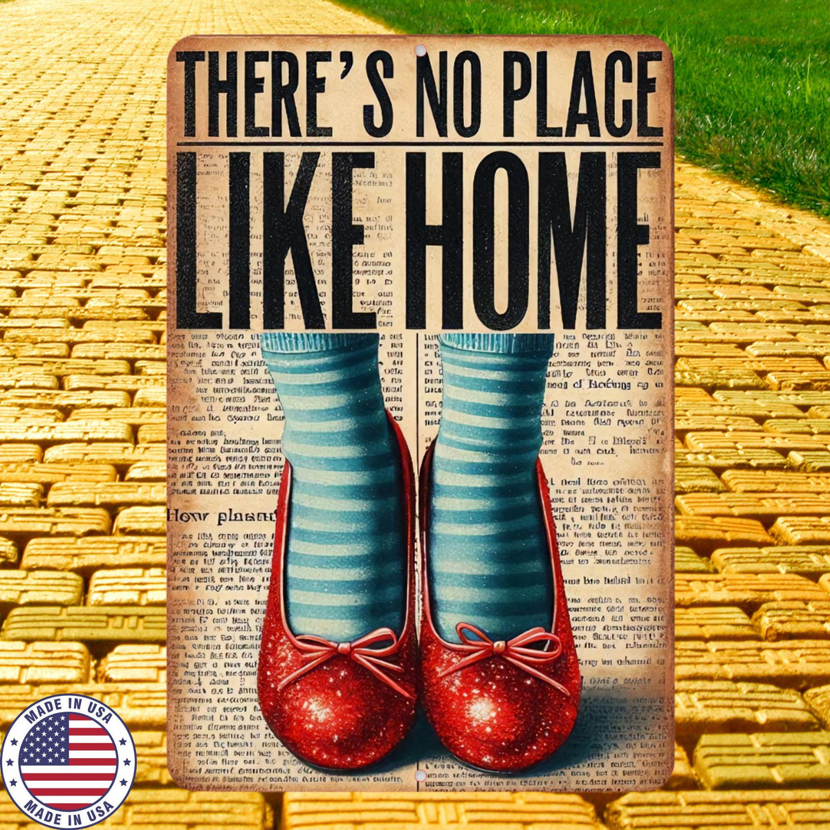 Theres No Place Like Home Sign, Wizard Inspired Decor, Farmhouse Wall Art, Rustic Metal Sign, Country Home Decor Dorothy OZ 8x12 12x18