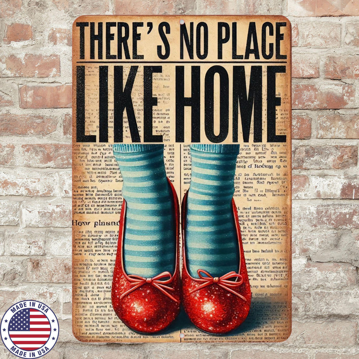 Theres No Place Like Home Sign, Wizard Inspired Decor, Farmhouse Wall Art, Rustic Metal Sign, Country Home Decor Dorothy OZ 8x12 12x18