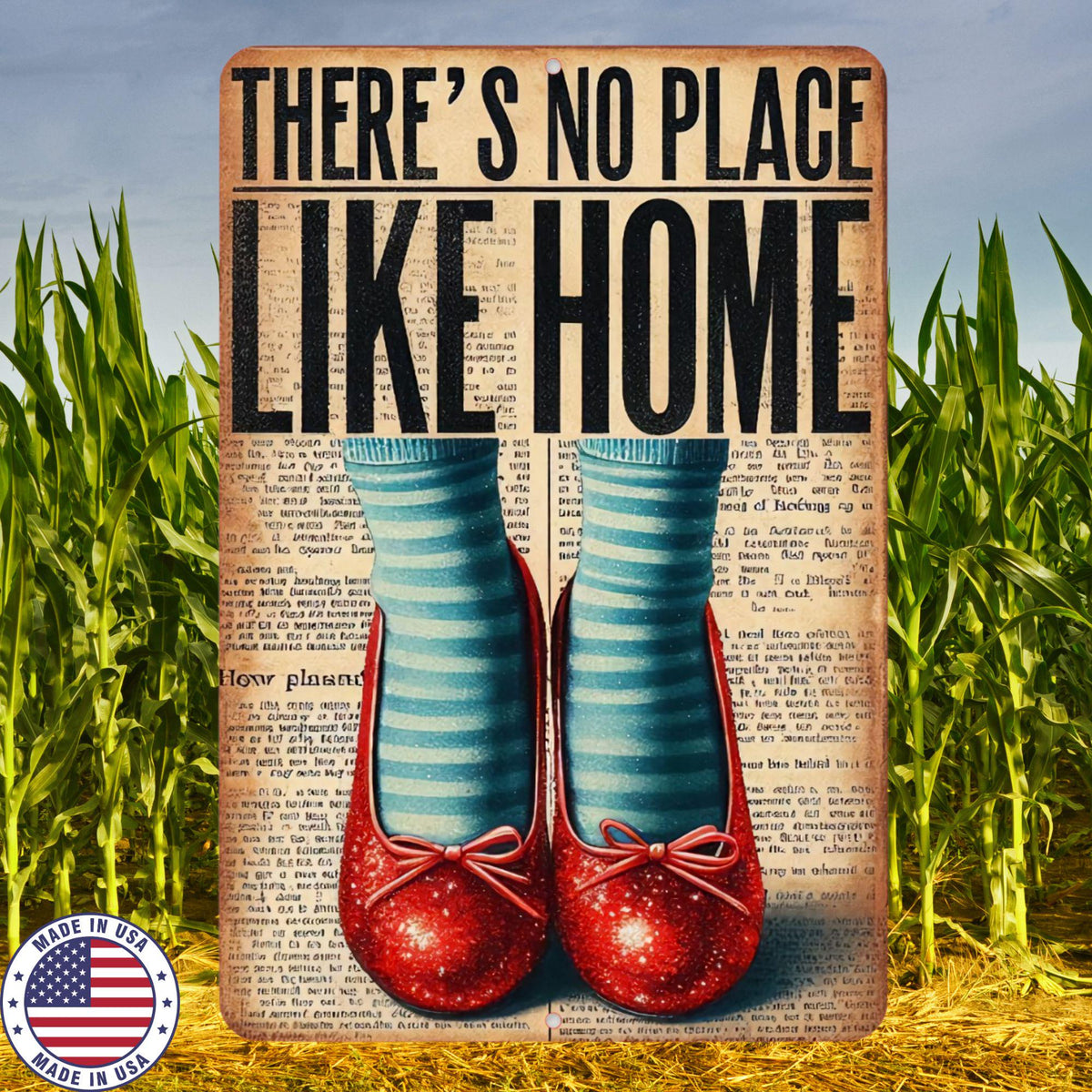 Theres No Place Like Home Sign, Wizard Inspired Decor, Farmhouse Wall Art, Rustic Metal Sign, Country Home Decor Dorothy OZ 8x12 12x18