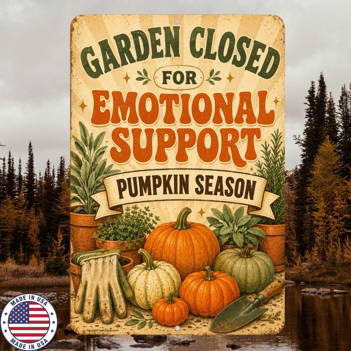 Garden Closed Sign, Funny Pumpkin Season Aluminum Sign, Fall Garden Decor, Gardener Gift, Rustic Autumn Farmhouse Wall Decor