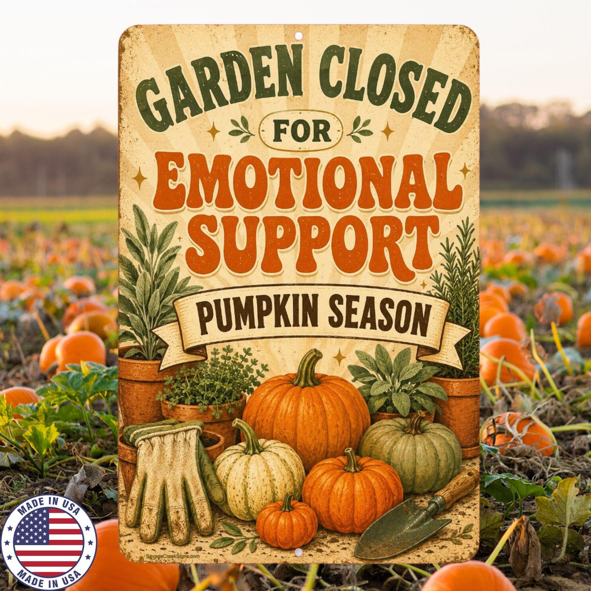 Garden Closed Sign, Funny Pumpkin Season Aluminum Sign, Fall Garden Decor, Gardener Gift, Rustic Autumn Farmhouse Wall Decor