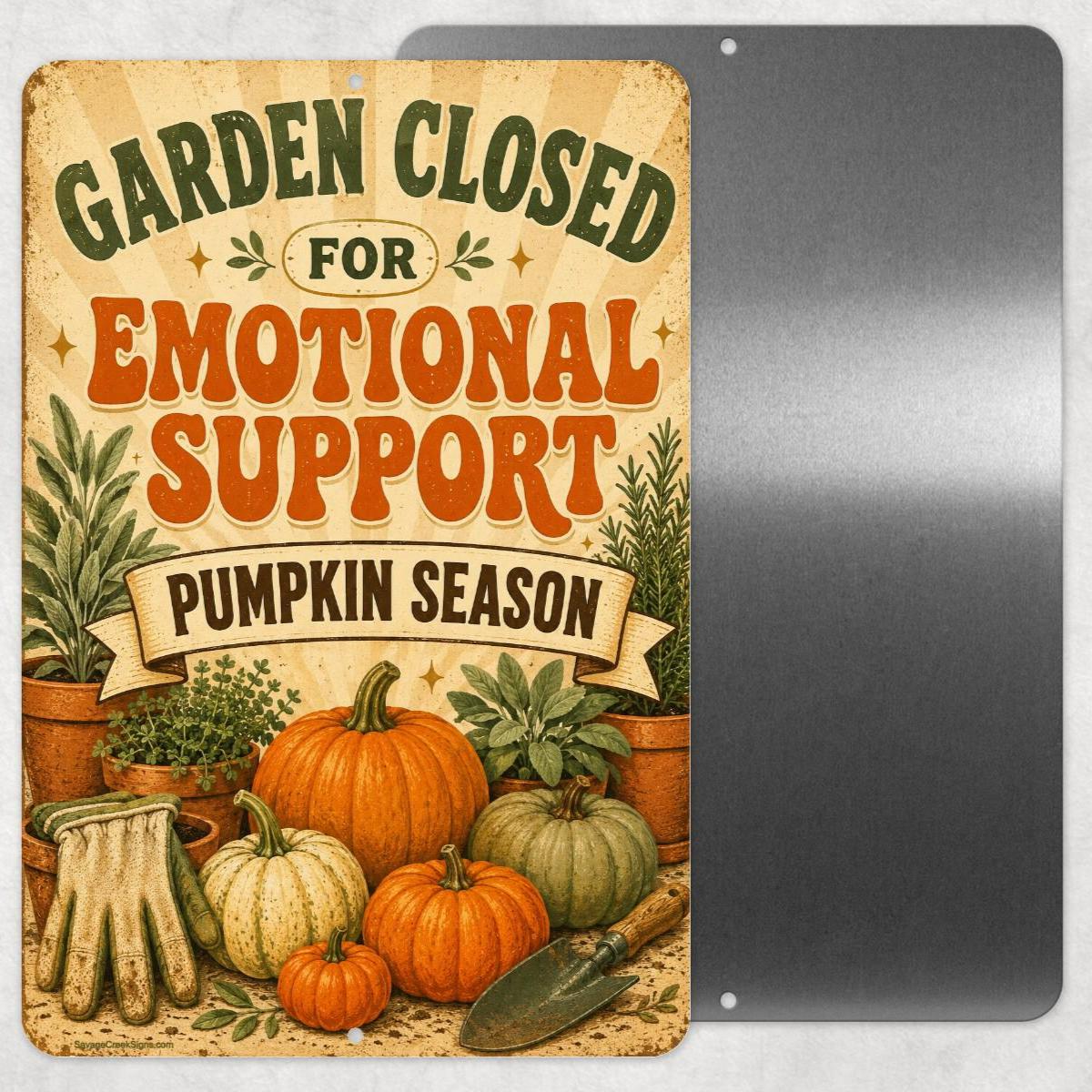 Garden Closed Sign, Funny Pumpkin Season Aluminum Sign, Fall Garden Decor, Gardener Gift, Rustic Autumn Farmhouse Wall Decor