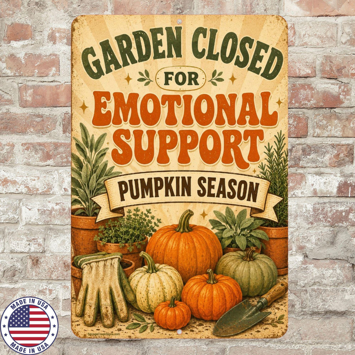 Garden Closed Sign, Funny Pumpkin Season Aluminum Sign, Fall Garden Decor, Gardener Gift, Rustic Autumn Farmhouse Wall Decor