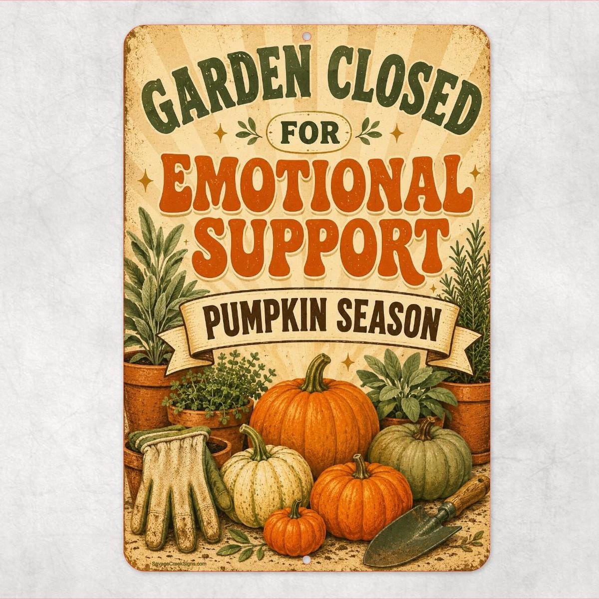Garden Closed Sign, Funny Pumpkin Season Aluminum Sign, Fall Garden Decor, Gardener Gift, Rustic Autumn Farmhouse Wall Decor