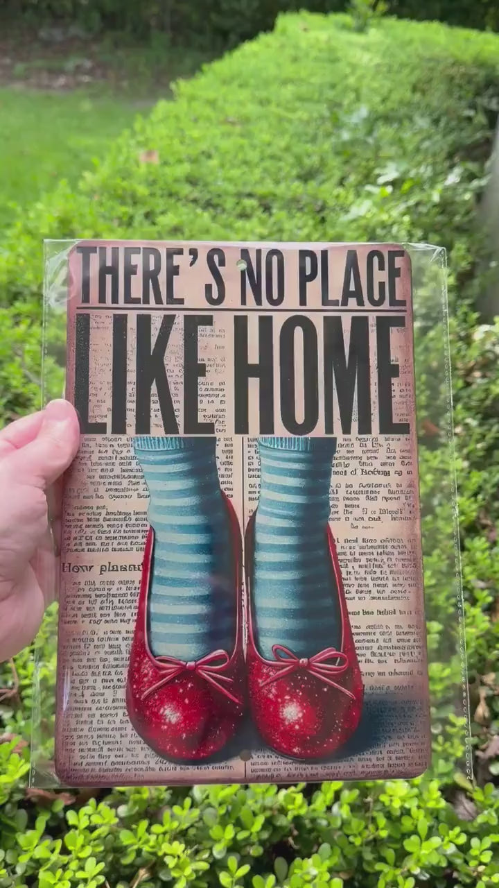 Theres No Place Like Home Sign, Wizard Inspired Decor, Farmhouse Wall Art, Rustic Metal Sign, Country Home Decor Dorothy OZ 8x12 12x18
