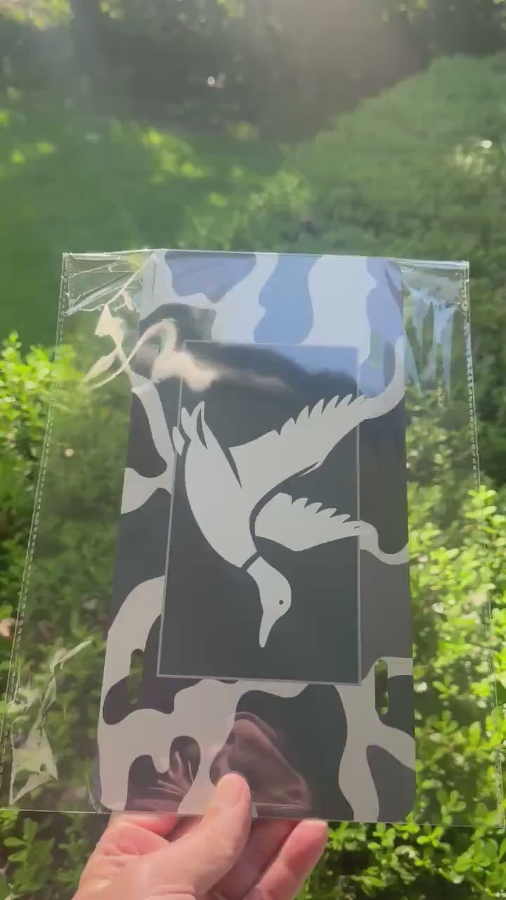 Camo Duck License Plate for Hunters | Mallard Silhouette Vanity Tag | Outdoor Camouflage Car Tag | Waterfowl Gift for Him